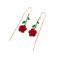 Pendientes Red Rose Threader con tallo de cristal
