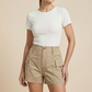 🩳🔥 ¡50% DE DESCUENTO! Pantalones Cortos Cargo de Cintura Alta para Mujer con Bolsillos – Cómodos, Holgados y con Estilo Urbano 👖🎒