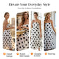 Elegante vestido de tirantes de lunares y escaleras