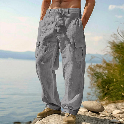 👖 ¡OFERTA RELÁMPAGO 50% DE DESCUENTO! 🍂 Pantalones Cargo de Algodón y Lino para Hombre – Transpirables, 6 Colores, 6 Tallas ✨