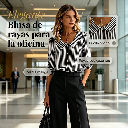 ⏰🔥 ¡50% DE DESCUENTO POR TIEMPO LIMITADO! 👔☀️ Camisa de Rayas con Botones – Elegante y Fresca para el Trabajo de Verano 🌿💼