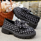 🎀👞Elegancia desenfadada, pasos con estilo ✨Mocasines de plataforma con lazo y lunares para mujer
