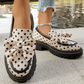 🎀👞Elegancia desenfadada, pasos con estilo ✨Mocasines de plataforma con lazo y lunares para mujer