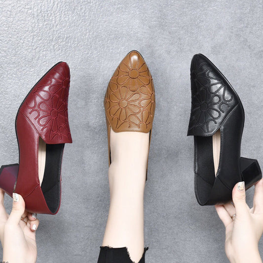 Zapatos de tacón bajo y grueso para mujer