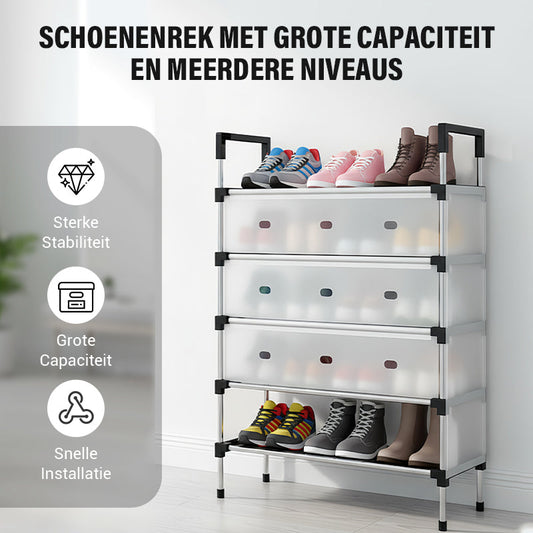 👟📦 Zapatera Multinivel Gran Capacidad – Organiza Hasta 12 Pares, Estructura Resistente y Ahorra Espacio al Máximo 🏠✨