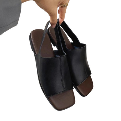 Sandalias retro de mujer con puntera cuadrada y talón abierto