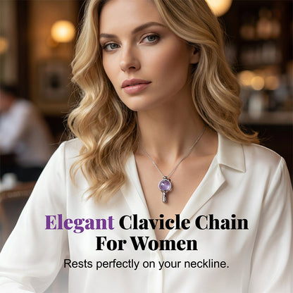 Elegante collar con colgante en forma de barra de color morado