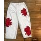 Jeans de Pierna Ancha con Flores Artísticas para Mujer