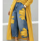 Jeans de Pierna Ancha con Flores Artísticas para Mujer