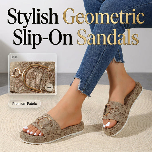 Sandalias sin cordones con elegante estampado geométrico