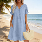 🏖️¡OFERTA IMPERDIBLE CON UN 50% DE DESCUENTO! 👗 Vestido de mujer con cuello en V y bolsillos: fresco, elegante y perfecto para el verano ☀️✨