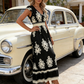 👗¡Nueva llegada con un 60% de descuento!🏖️Vestido largo fluido con estampado barroco y escote en V para mujer