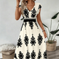 👗¡Nueva llegada con un 60% de descuento!🏖️Vestido largo fluido con estampado barroco y escote en V para mujer