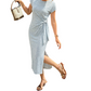 Vestido midi de mujer a rayas con lazo lateral