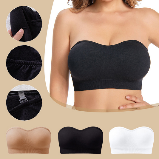 🌸✨ Brasier Bandeau Sin Varillas – Tirantes Removibles, Cómodo Todo el Día y Look Invisible 👚💖