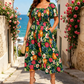 🏖️¡Oferta de verano con 50% de descuento!🏝️👗Vestido midi floral con escote cuadrado y bolsillos💃