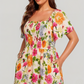 🏖️¡Oferta de verano con 50% de descuento!🏝️👗Vestido midi floral con escote cuadrado y bolsillos💃