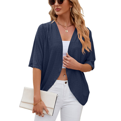 Cárdigan de manga corta con frente abierto 🧥✨ – Minimalista, color liso, ligero, tallas S-2XL