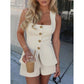 Elegante Conjunto de Chaleco con Cuello Cuadrado y Shorts