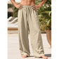 Pantalones holgados informales de algodón y lino para hombre.