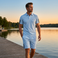 Conjunto de pantalones cortos de manga corta casual para hombres