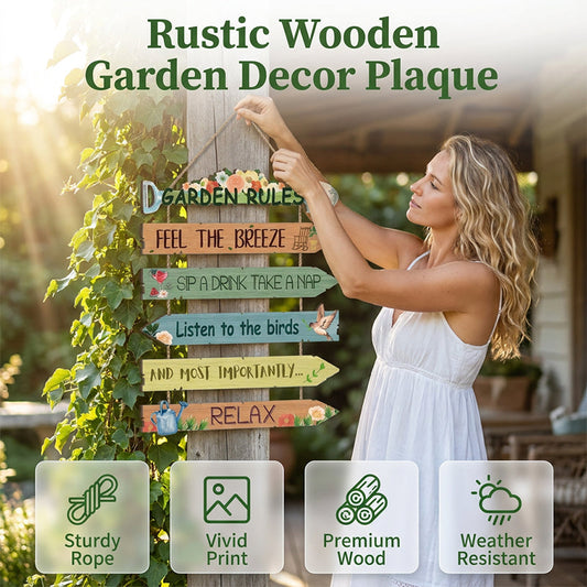 ⏳¡Oferta por tiempo limitado 50% OFF!⏰Placa Decorativa Rústica de Madera para Jardín🏡