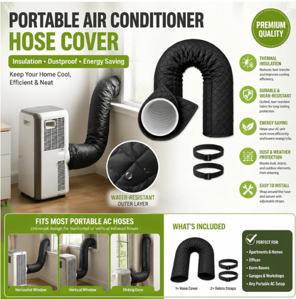 🌀 ¡50% DE DESCUENTO! ❄️ Funda para manguera de aire acondicionado portátil: aislante y a prueba de polvo, reduce la condensación y protege la manguera. Perfecta para días calurosos, fácil instalación y material duradero. 🌬️✨