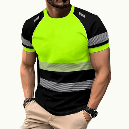 ⏰¡Oferta de Verano 50% OFF!!👕 Playera Deportiva de Bloques de Color Fluorescente para Hombre – Alta Visibilidad, Transpirable, Para Correr y Entrenar ✨