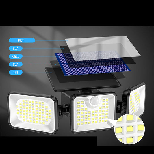 ☀️💡 Luz Solar de Seguridad 3 Cabezales – Sensor de Movimiento, Brillo Extremo y Cero Costo de Electricidad para tu Patio o Garage 🏠✨