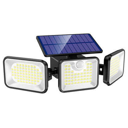 Luz de seguridad solar de 3 cabezales con sensor de movimiento