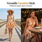 👗🌸 ¡50% DE DESCUENTO POR TIEMPO LIMITADO! ✨ Vestido mini estampado para mujer con cuello halter con cordón – delantero con lazada, espalda fruncida y falda con volantes en capas 💃