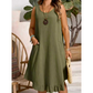 🌿💃 Vestido Volantes Mujer – Corte Sin Mangas, Caída Ligera y Movimiento Encantador al Caminar 🕊️👗