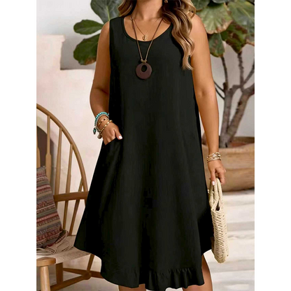🌿💃 Vestido Volantes Mujer – Corte Sin Mangas, Caída Ligera y Movimiento Encantador al Caminar 🕊️👗