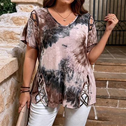 🎉 ¡TIEMPO LIMITADO 50% DE DESCUENTO! 👚 Camiseta de escote en V recortada – Chic 🌸 de corbata lateral sin esfuerzo