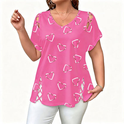 🎉 ¡TIEMPO LIMITADO 50% DE DESCUENTO! 👚 Camiseta de escote en V recortada – Chic 🌸 de corbata lateral sin esfuerzo