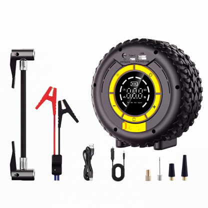 🚗⚡ Cargador de batería y inflador de llantas 2 en 1 para auto: listo para emergencias, práctico y multiuso ✨