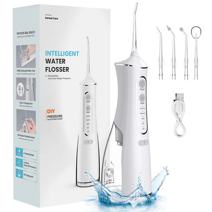 🦷💦 Irrigador Bucal Inalámbrico – 4 Boquillas, Limpieza Profunda entre Dientes y Encías, Ideal para Viajar y Compartir en Familia ✨🧳