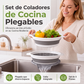 🥗✨ Set de 3 Coladores Plegables con Base – Escurre Frutas, Pastas y Verduras Ocupando Casi Nada al Guardar 🧺💧
