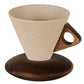 ☕✨ Taza Vintage con Asa de Madera y Platillo – Estilo Retro Elegante, Aroma y Estética Única para tu Rincón de Café
