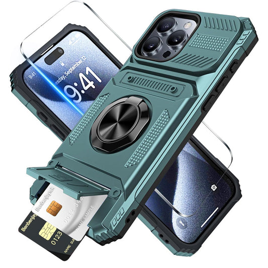 📱 Funda para teléfono con porta tarjetas y anillo de soporte – soporte, montaje magnético, protección contra caídas