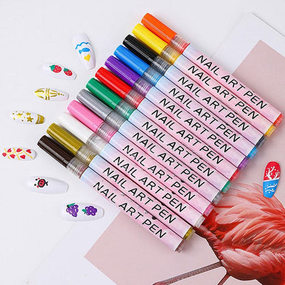 ✨ Bolígrafo para decoración de uñas DIY – Set de 12 rotuladores curvos para manicura 💅🎨