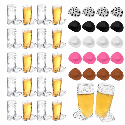 🤠🥃 Vasos de Chupito con Forma de Bota Vaquera y Mini Sombrero – Set Divertido para Fiestas, Despedidas y Cumpleaños Temáticos 🌵✨