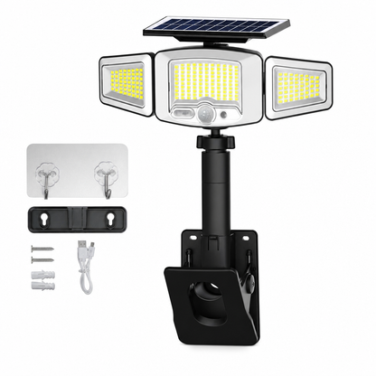 Luz solar con sensor de movimiento de 3 cabezales