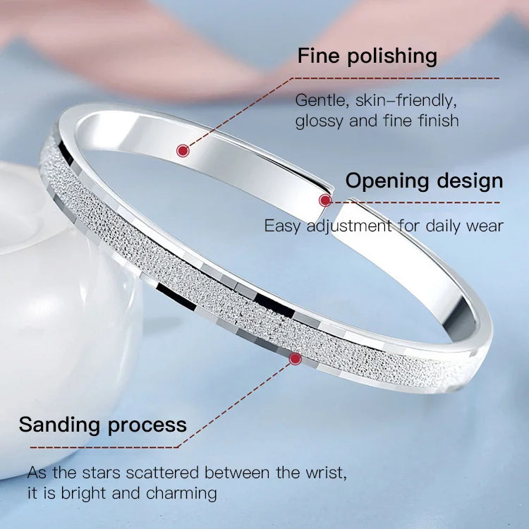 9999 Sterling Silver Starry Open Bangle