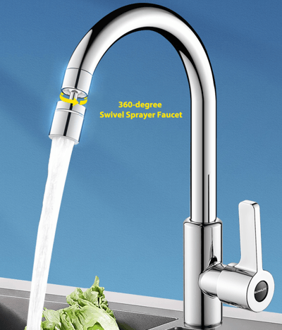 360 ° Swivel Decking Sink Aerator-Dual-Function 2-Flow Sprayer kranhuvud