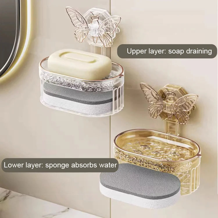 Drilling-free Double Layer Soap Holder with Sponge