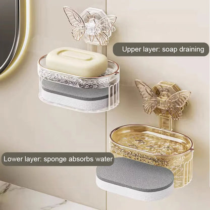 Drilling-free Double Layer Soap Holder with Sponge