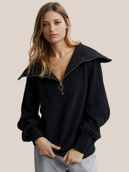 Pullover med halv dragkedja