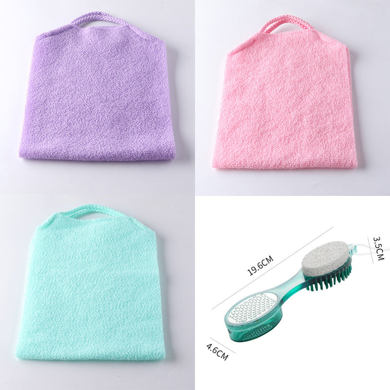 Set med exfolierande badhanddukar